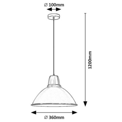 Rabalux - Hanglamp aan kabel 1xE27/60W/230V Ø 36 cm zwart