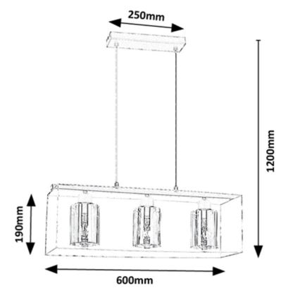Rabalux - Hanglamp aan kabel 3xE27/25W/230V