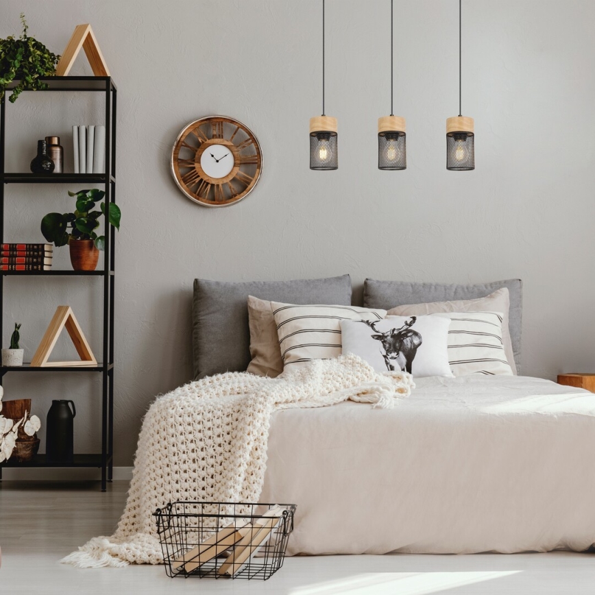 Rabalux - Hanglamp aan kabel 3xE27/25W/230V beukenhout