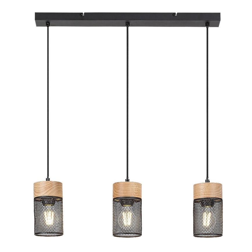 Rabalux - Hanglamp aan kabel 3xE27/25W/230V beukenhout
