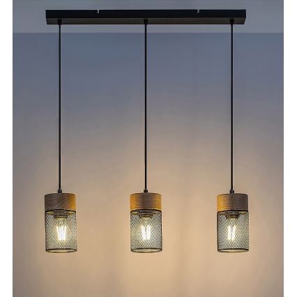 Rabalux - Hanglamp aan kabel 3xE27/25W/230V beukenhout