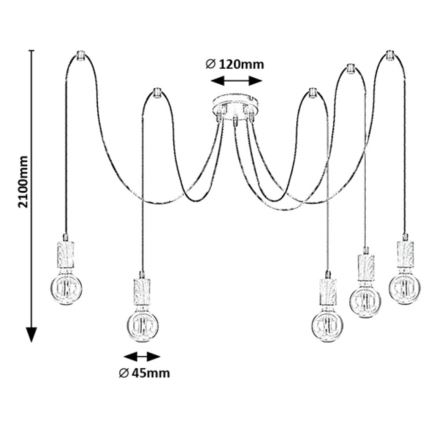 Rabalux - Hanglamp aan kabel 5xE27/60W/230V spin beuk