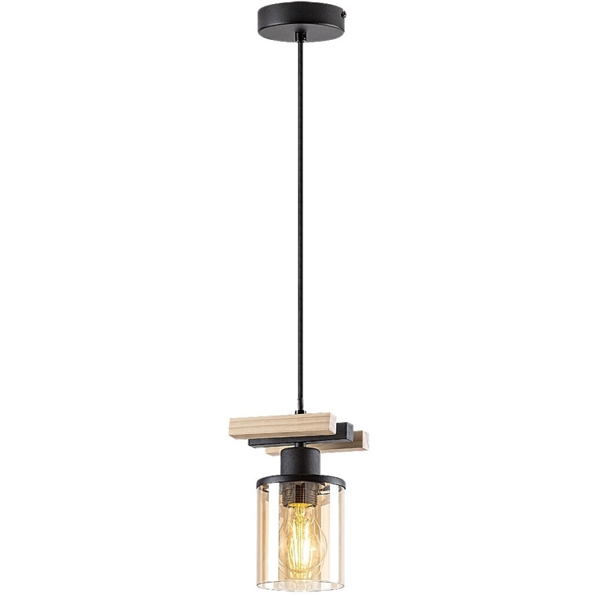 Rabalux - Hanglamp aan stang 1xE27/25W/230V dennenhout