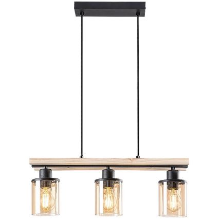 Rabalux - Hanglamp aan kabel 3xE27/25W/230V dennenhout