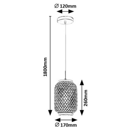 Rabalux - Hanglamp aan een koord 1xE27/40W/230V rotan