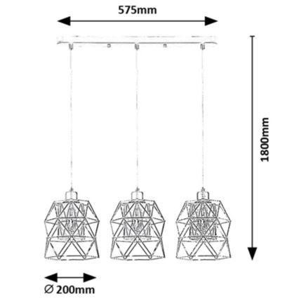 Rabalux - Hanglamp aan kabel 3xE27/40W/230V