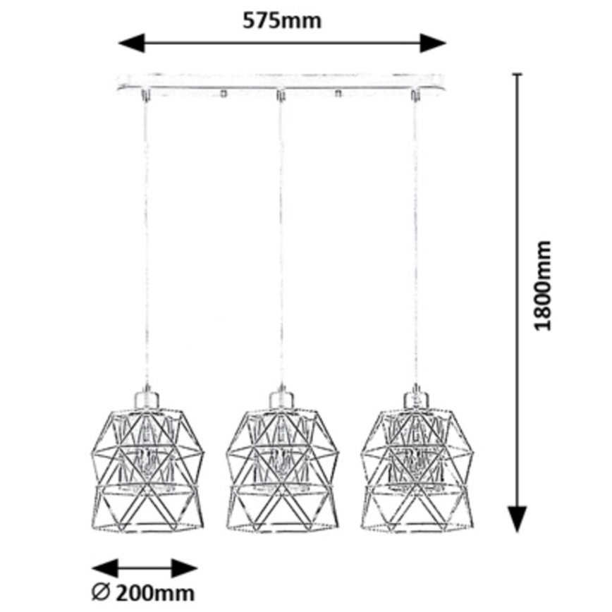 Rabalux - Hanglamp aan kabel 3xE27/40W/230V