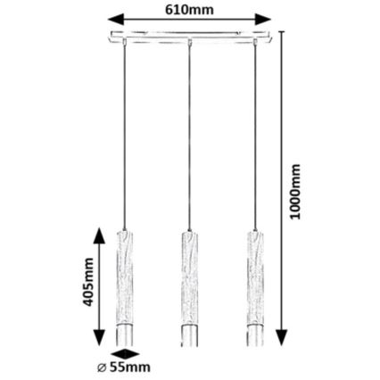 Rabalux - Hanglamp aan kabel 3xGU10/50W/230V beukenhout