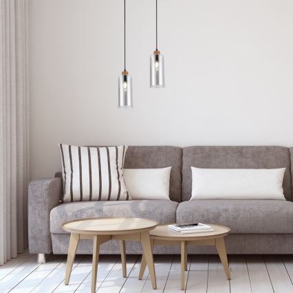 Rabalux - Hanglamp aan kabel 1xE27/25W/230V eiken