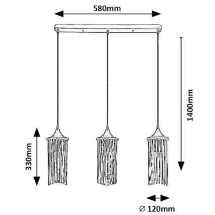 Rabalux - Hanglamp aan een koord 3xE27/40W/230V