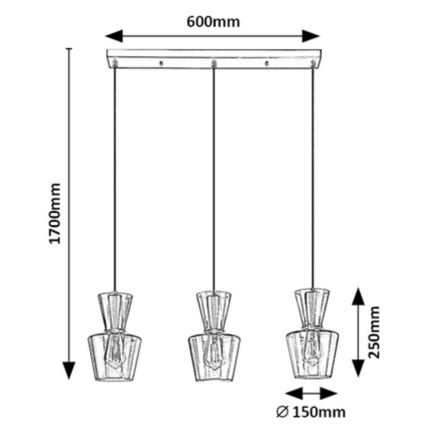 Rabalux - Hanglamp aan een koord 3xE27/60W/230V