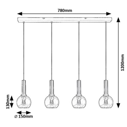 Rabalux - Hanglamp aan een koord 4xE27/40W/230V