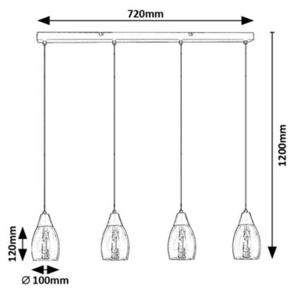 Rabalux - Hanglamp aan een koord 4xE27/15W/230V