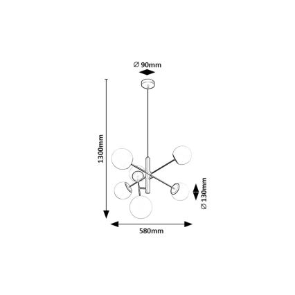Rabalux - Hanglamp aan een koord 6xE14/20W/230V