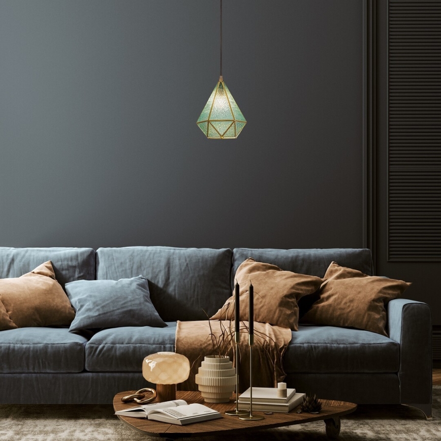 Rabalux - Tiffany glas-in-lood Hanglamp aan een touw 1xE14/40W/230V blauw/goud