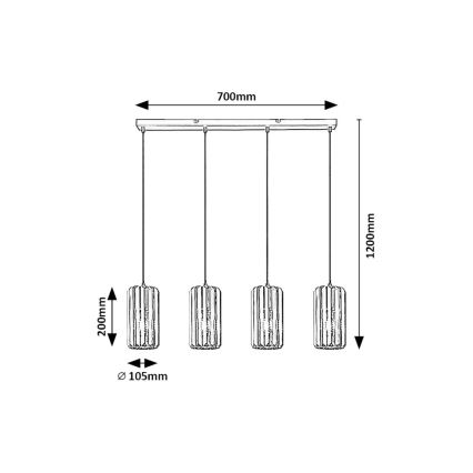 Rabalux - Hanglamp aan een koord 4xE27/40W/230V