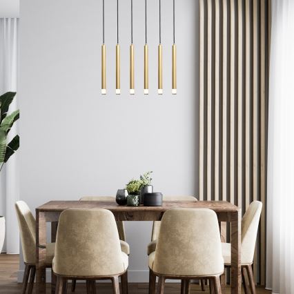 Rabalux - Hanglamp aan een koord 6xG9/5W/230V goud