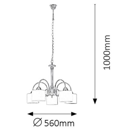 Rabalux 7276 - Hanglamp EDITH 5xE27/60W/230V brons