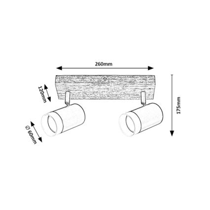 Rabalux - Plafondspot 2xGU10/5W/230V eiken