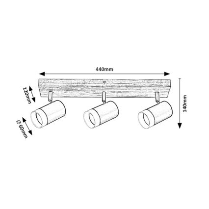 Rabalux - Plafondspot 3xGU10/5W/230V eiken