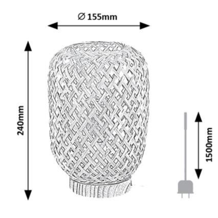 Rabalux - Tafellamp 1xE14/25W/230V rotan