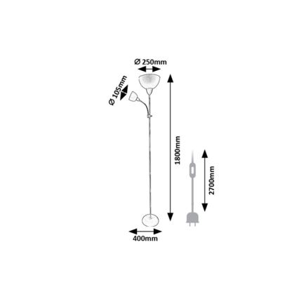 Rabalux - Vloerlamp 1xE27/60W/230V + 1xE14/25W beige