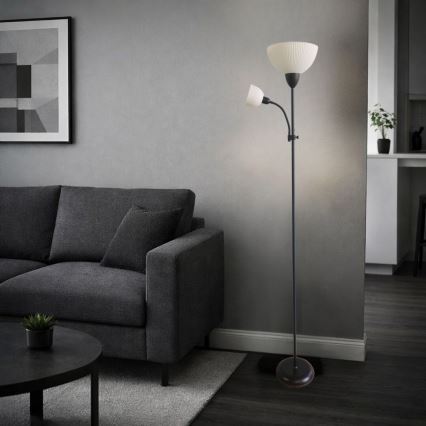 Rabalux - Zwarte vloerlamp 1xE27/60W/230V + 1xE14/25W