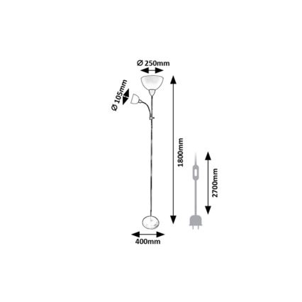 Rabalux - Zwarte vloerlamp 1xE27/60W/230V + 1xE14/25W