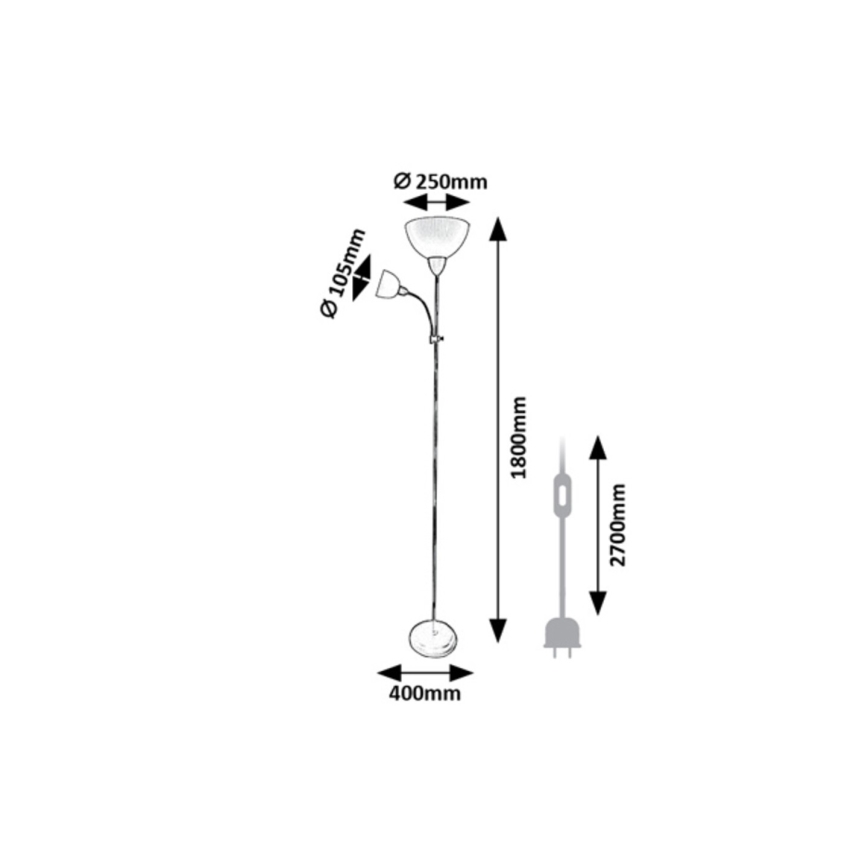 Rabalux - Zwarte vloerlamp 1xE27/60W/230V + 1xE14/25W