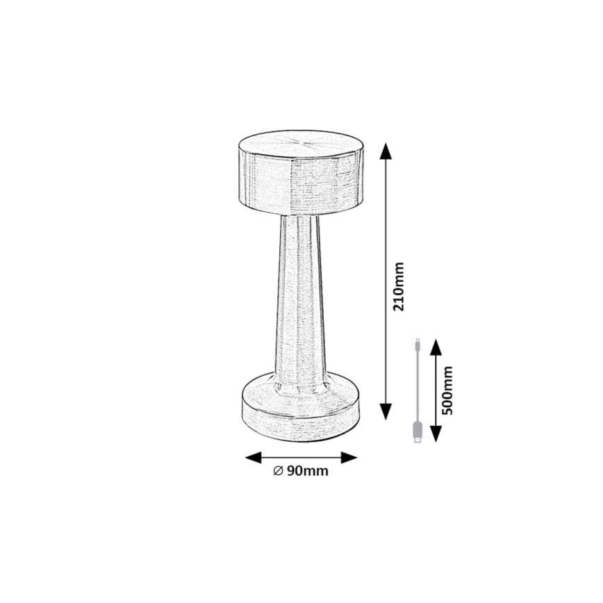 Rabalux - LED Oplaadbaar aanraken tafellamp LED/2,7W/5V 1200mAh 3000/4000/6000K goud