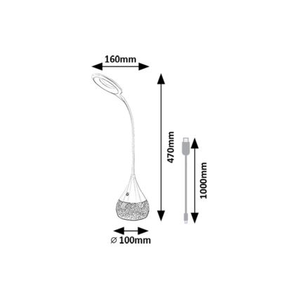 Rabalux - LED RGB Dimbaar tafellamp LED/4W/230V wit
