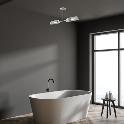 Rabalux - Badkamer hanglamp met vaste pendel 2xE14/12W/230V IP44 glanzend chroom