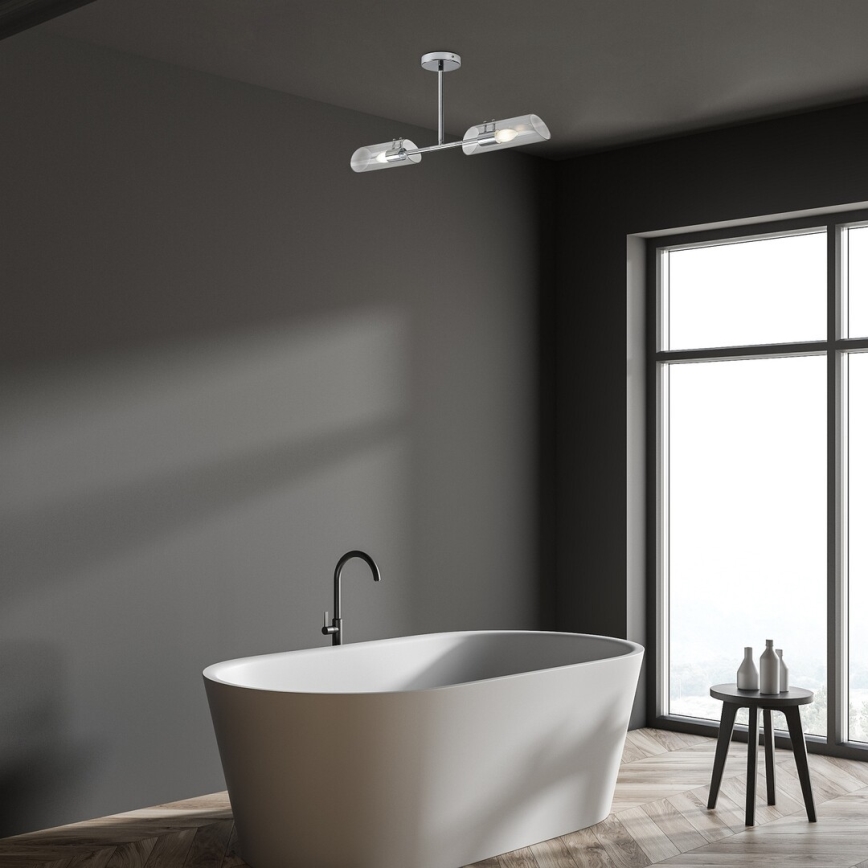 Rabalux - Badkamer hanglamp met vaste pendel 2xE14/12W/230V IP44 glanzend chroom