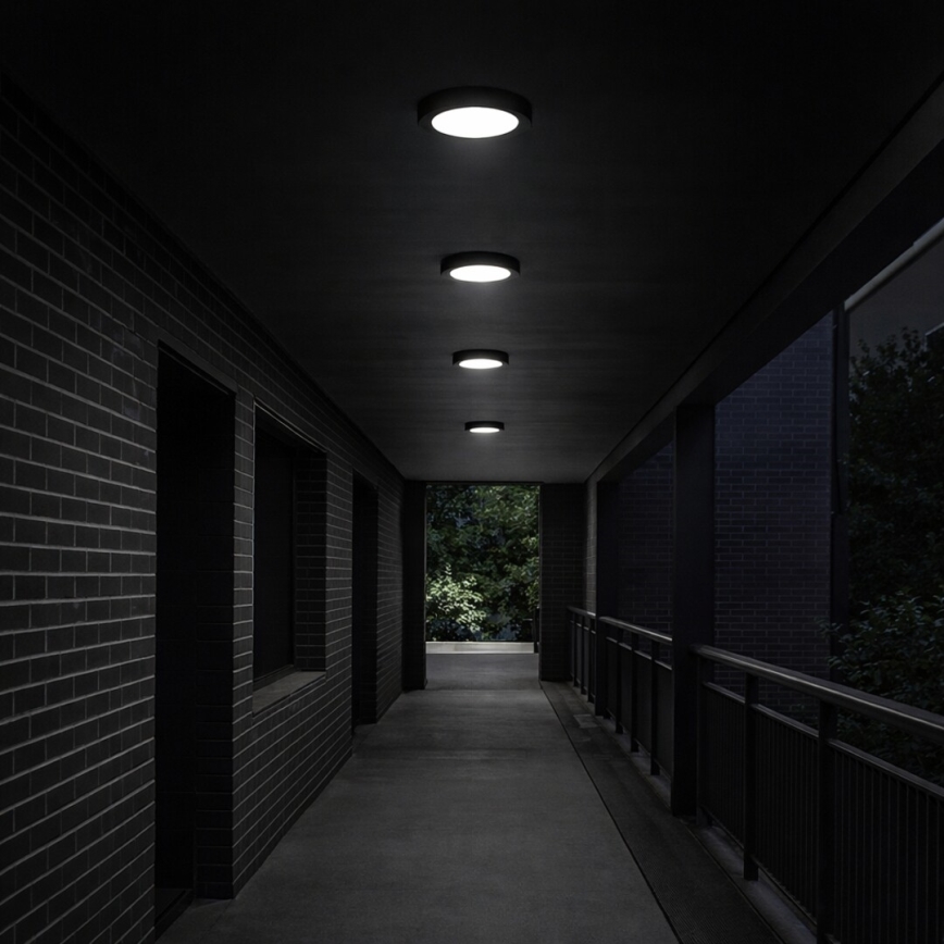 Rabalux - LED plafondlamp voor badkamer, 24W/230V, Ø 22 cm, IP44, zwart