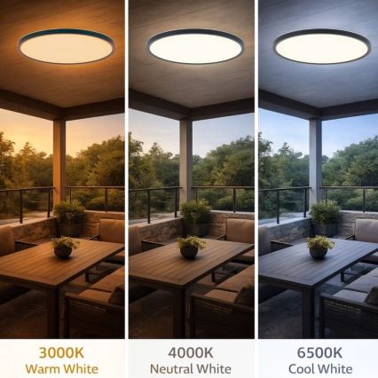 Rabalux - LED plafondlamp voor badkamer LED/24W/230V 3000/4000/6000K Ø 40 cm IP44 zwart
