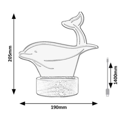 Rabalux - Kinder LED tafellamp LED/2W/5V 3000K dolphin beuken