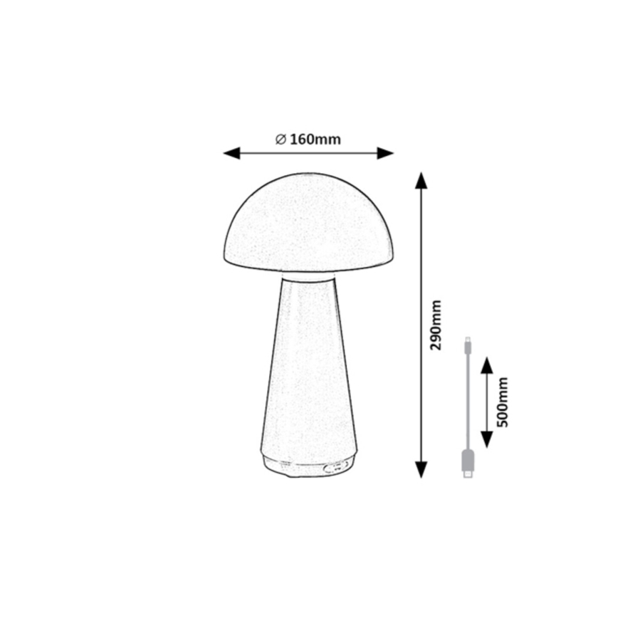 Rabalux - LED Buiten dimbare touch oplaadbare tafellamp LED/3W/5V 2000mAh IP44