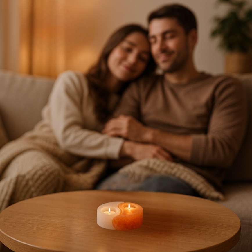 Rabalux - zoutlamp - kaarsenhouder oranje/wit