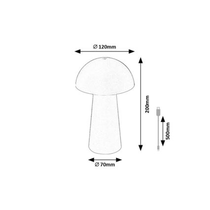 Rabalux - Dimbare oplaadbare LED-buitenlamp met aanraakbediening, 1,5 W/5 V, IP44, 1200 mAh, USB, bruin