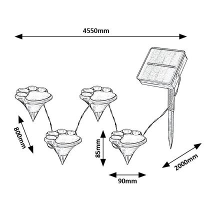 Rabalux - LED-lamp op zonne-energie 4xLED/0,06W/1,2V IP44