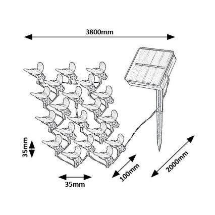 Rabalux - LED Solar ketting 20xLED/0,06W/1,2V IP44 600 mAh