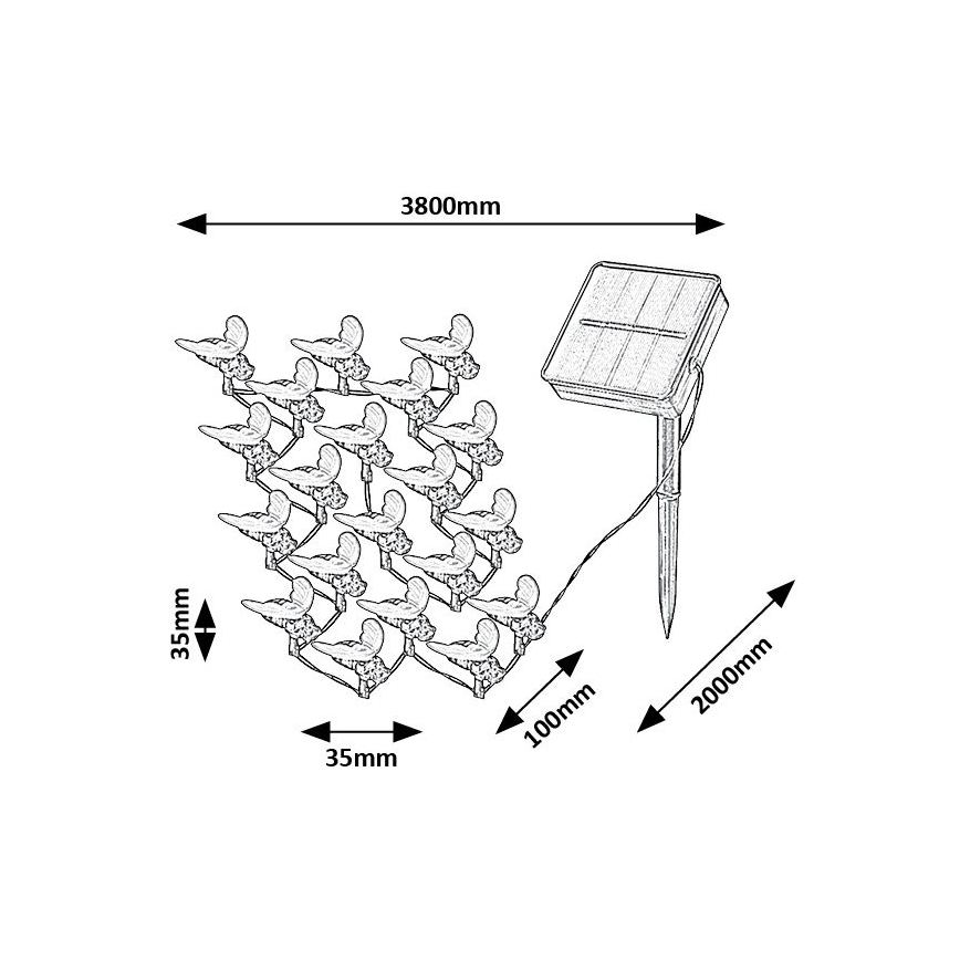 Rabalux - LED Solar ketting 20xLED/0,06W/1,2V IP44 600 mAh
