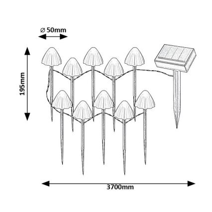 Rabalux - LED-lamp op zonne-energie 10xLED/0,2W/1,2V IP44