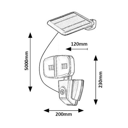 Rabalux - LED Solar schijnwerper met een sensor LED/12W/3.7V IP44