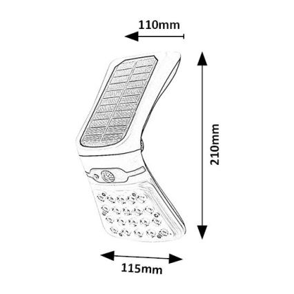 Rabalux - LED dimbare lamp op zonne-energie met sensor LED/4W/3,7V IP44