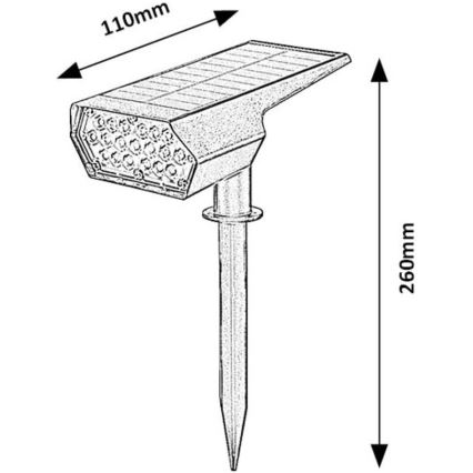 Rabalux - LED Zonne-energie lamp LED/0,5W/3,7V IP65 zwart 3000 mAh