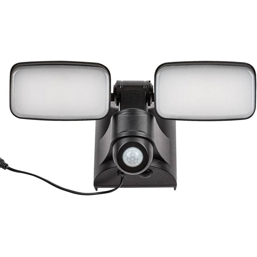 Rabalux - LED Solar wall flexible lamp met sensor en external panel 2xLED/5W/3,7V IP54 zwart