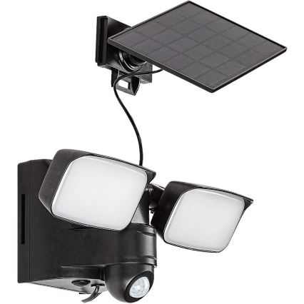 Rabalux - LED Solar wall flexible lamp met sensor en external panel 2xLED/5W/3,7V IP54 zwart