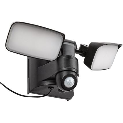 Rabalux - LED Flexibele Solarlamp voor aan de muur met sensor en extern paneel 2xLED/5W/3,7V IP54 zwart 600 mAh