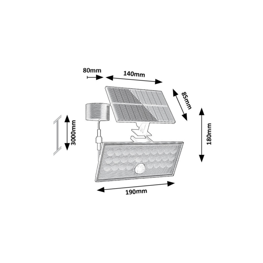 Rabalux - Solar LED Schijnwerper met Sensor LED/8W/3,7V 1800mAh IP65 + afstandsbediening